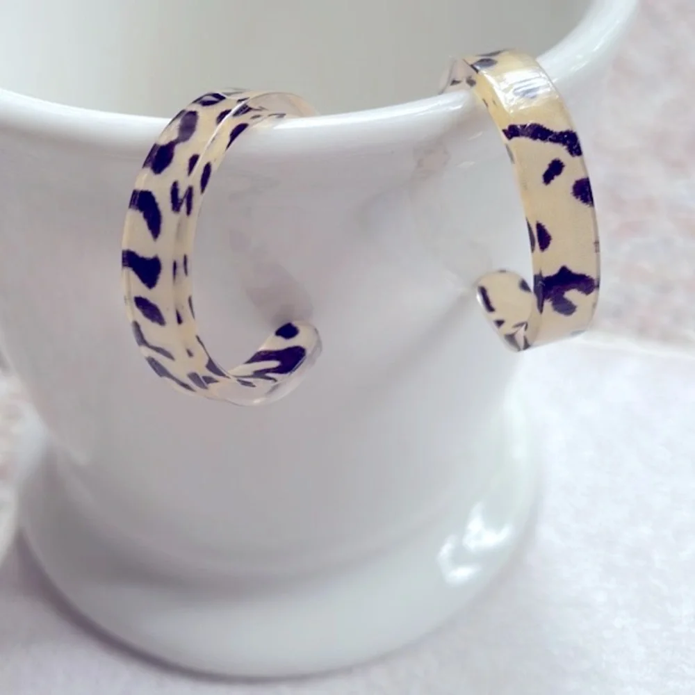 Cheetah print open hoops